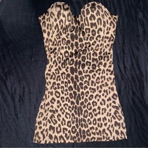Y2K Strapless Cheetah Print Dress